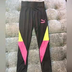 Puma Kids Leggings with Pink and Yellow Highlights
